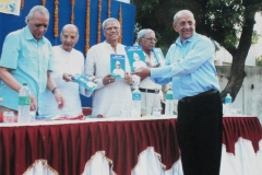 Dr M R Patel Inaugurating His Book on Nathabhai N Desai Principal of Kadi Sarva Vidhyalay